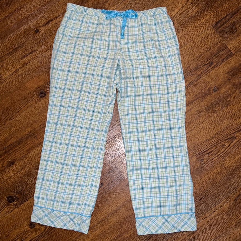 Old Navy Classic Blue & Yellow Plaid Wide Leg Pajama Pants Size M - Picture 1 of 8